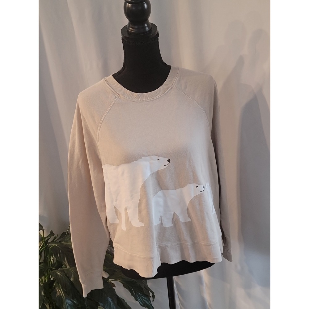 Wildfox‎ Coca-Cola Polar Bear Sweatshirt Tan Beige Raglan Sleeve Pullover Small